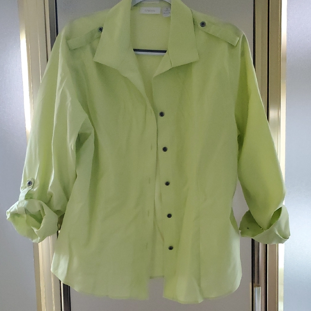 Lime Green Casual Button Down Shirt NWOT
